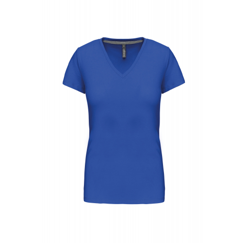 light royal blue Camiseta de manga cota y cuello de pico mujer