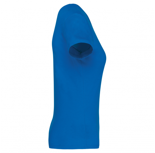light royal blue Camiseta de manga cota y cuello de pico mujer