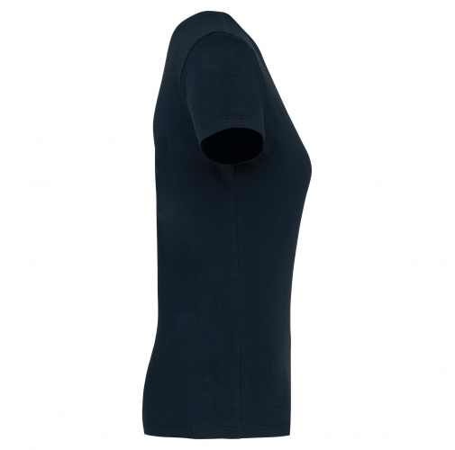 navy Camiseta de manga cota y cuello de pico mujer
