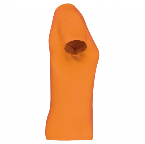 orange Camiseta de manga cota y cuello de pico mujer