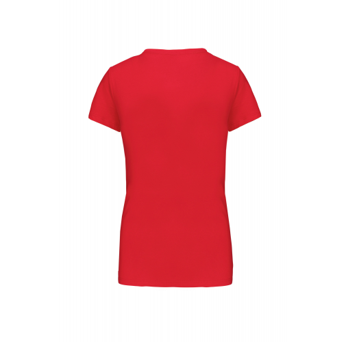 red Camiseta de manga cota y cuello de pico mujer