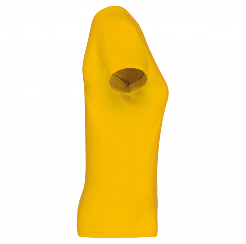 yellow Camiseta de manga cota y cuello de pico mujer