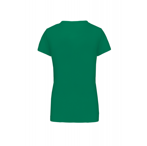 kelly green Camiseta de manga cota y cuello de pico mujer