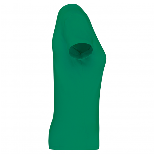 kelly green Camiseta de manga cota y cuello de pico mujer