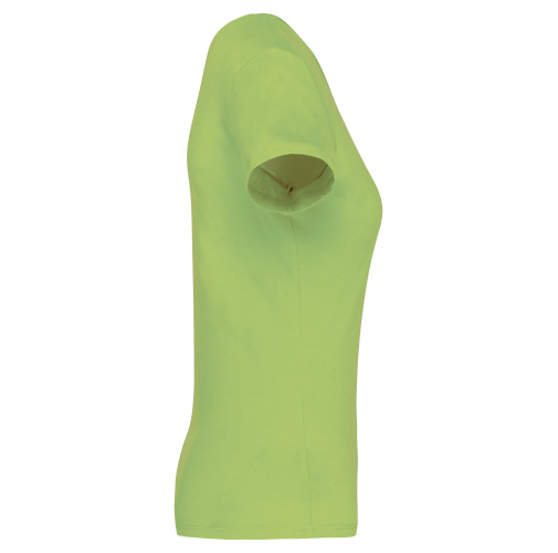 lime Camiseta de manga cota y cuello de pico mujer