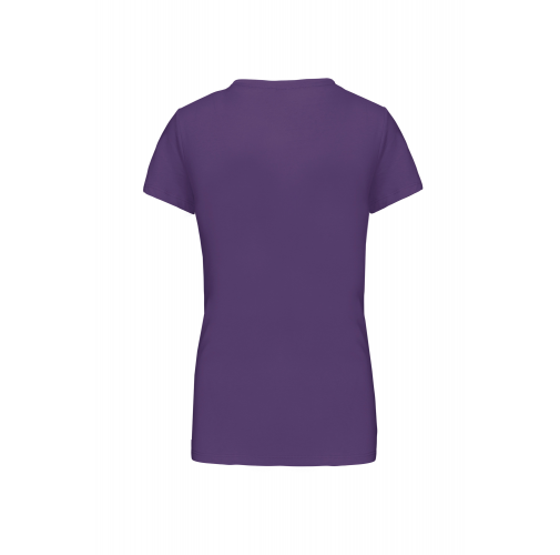 purple Camiseta de manga cota y cuello de pico mujer