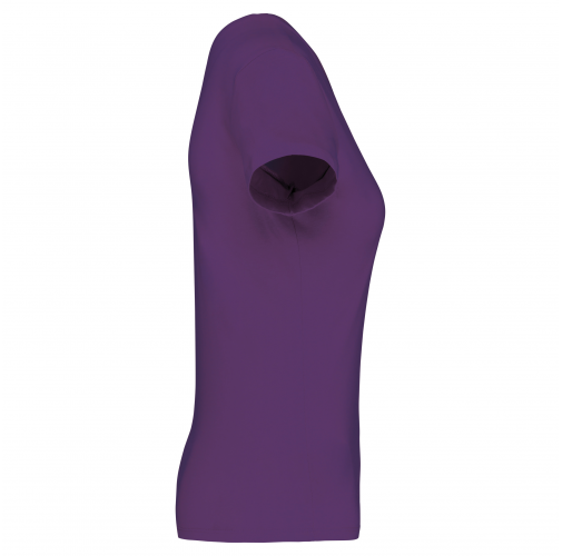 purple Camiseta de manga cota y cuello de pico mujer