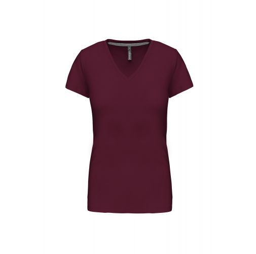 wine Camiseta de manga cota y cuello de pico mujer