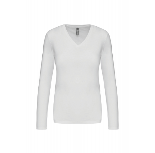 Camiseta de manga larga y cuello de pico mujer