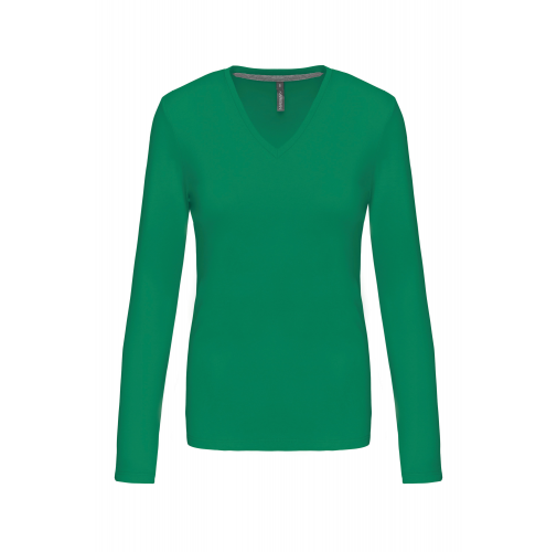 Camiseta de manga larga y cuello de pico mujer