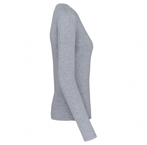 Camiseta de manga larga y cuello de pico mujer