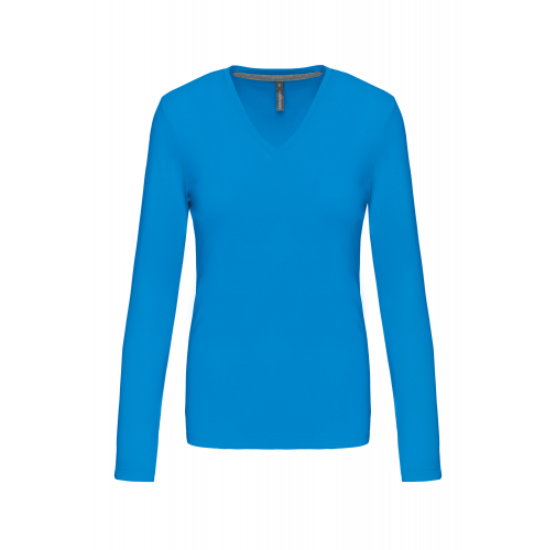 Camiseta de manga larga y cuello de pico mujer