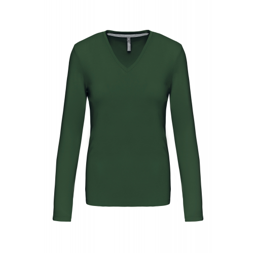 Camiseta de manga larga y cuello de pico mujer