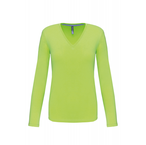 Camiseta de manga larga y cuello de pico mujer