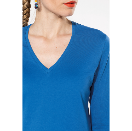 Camiseta de manga larga y cuello de pico mujer