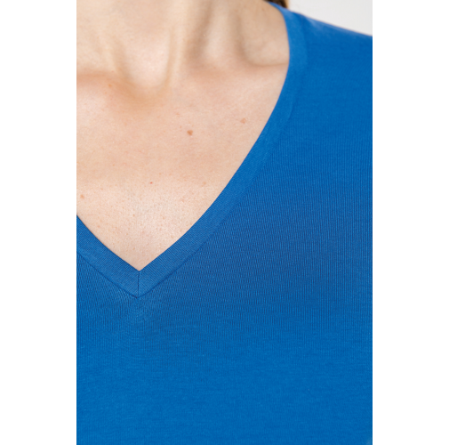Camiseta de manga larga y cuello de pico mujer