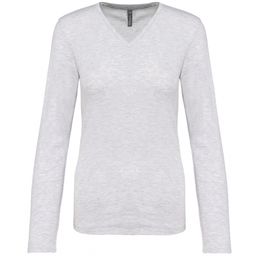 Camiseta de manga larga y cuello de pico mujer