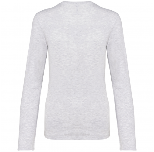 Camiseta de manga larga y cuello de pico mujer