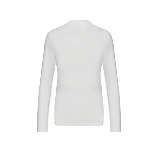 white Camiseta de manga larga y cuello redondo de mujer