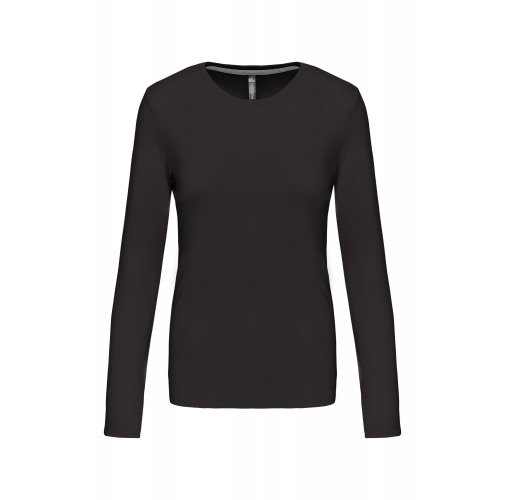 dark grey Camiseta de manga larga y cuello redondo de mujer