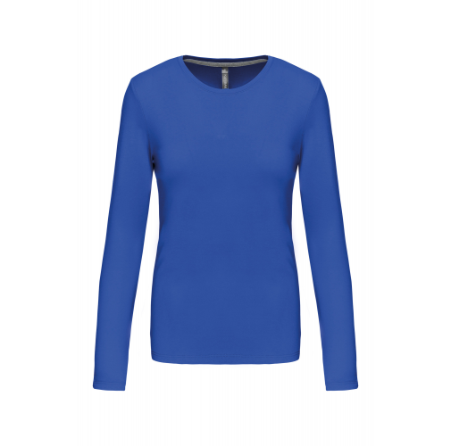 light royal blue Camiseta de manga larga y cuello redondo de mujer