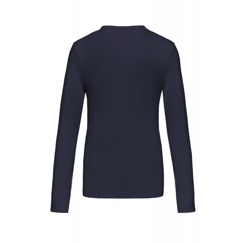 navy Camiseta de manga larga y cuello redondo de mujer