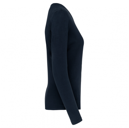 navy Camiseta de manga larga y cuello redondo de mujer