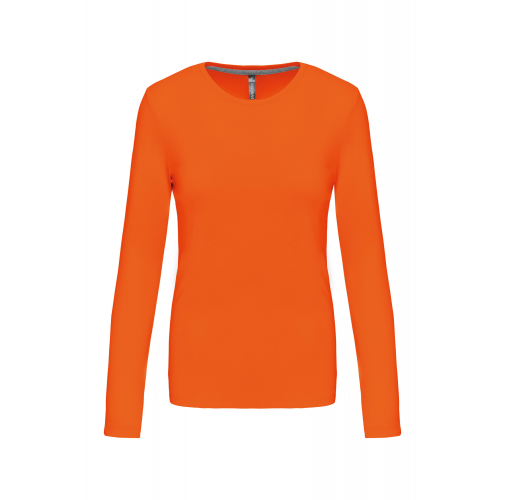 orange Camiseta de manga larga y cuello redondo de mujer