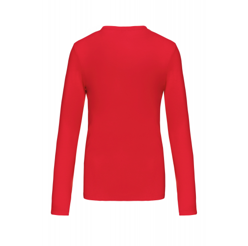 red Camiseta de manga larga y cuello redondo de mujer