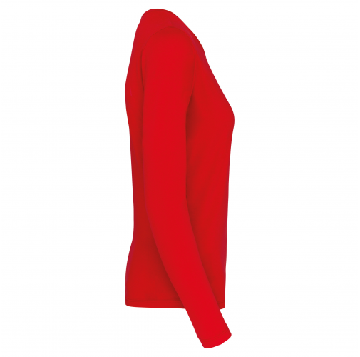 red Camiseta de manga larga y cuello redondo de mujer