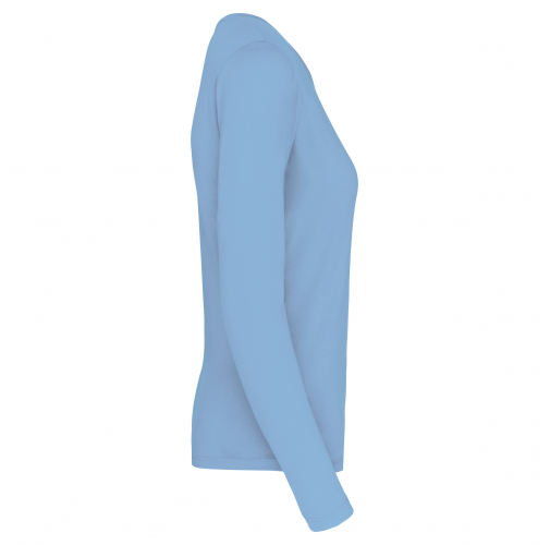 sky blue Camiseta de manga larga y cuello redondo de mujer