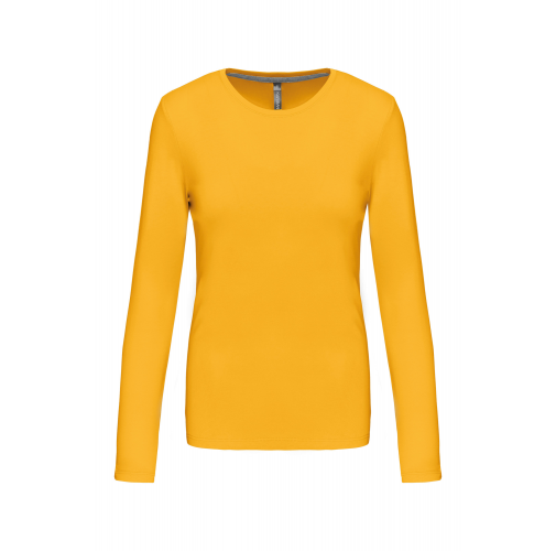 yellow Camiseta de manga larga y cuello redondo de mujer