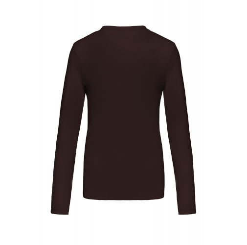 chocolate Camiseta de manga larga y cuello redondo de mujer