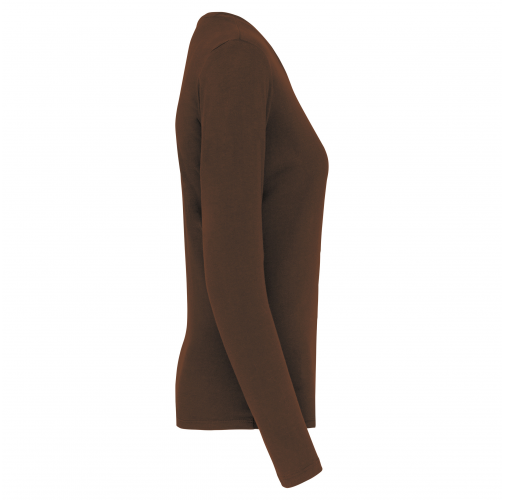 chocolate Camiseta de manga larga y cuello redondo de mujer