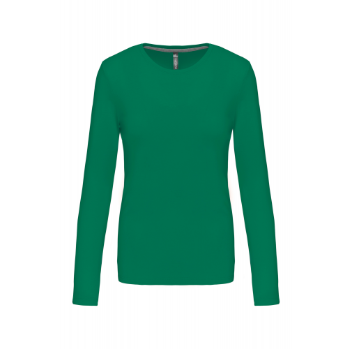 kelly green Camiseta de manga larga y cuello redondo de mujer