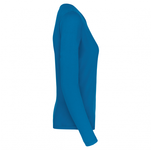 tropical blue Camiseta de manga larga y cuello redondo de mujer