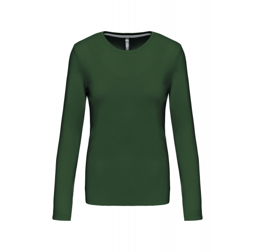 forest green Camiseta de manga larga y cuello redondo de mujer