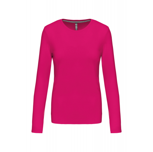 fuchsia Camiseta de manga larga y cuello redondo de mujer