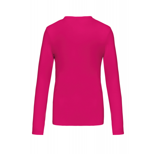 fuchsia Camiseta de manga larga y cuello redondo de mujer