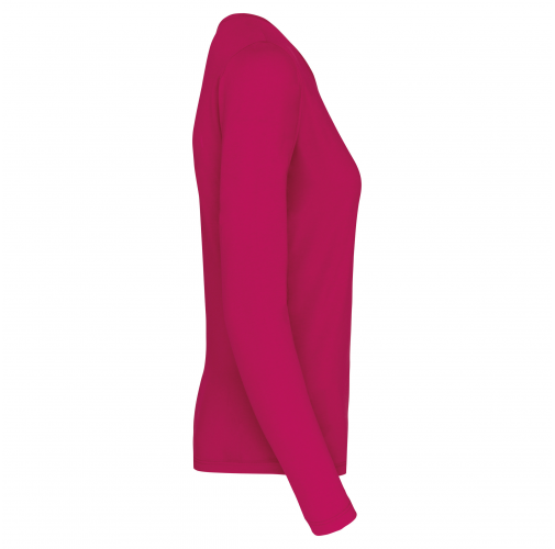 fuchsia Camiseta de manga larga y cuello redondo de mujer