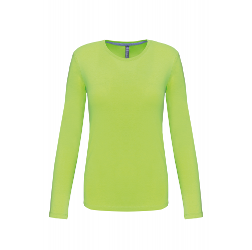 lime Camiseta de manga larga y cuello redondo de mujer