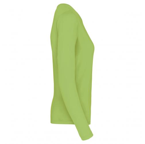 lime Camiseta de manga larga y cuello redondo de mujer