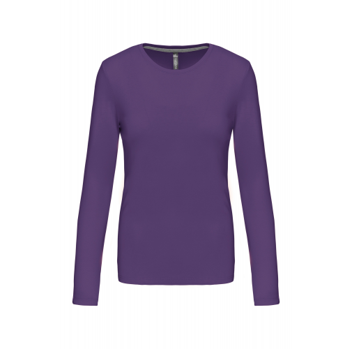 purple Camiseta de manga larga y cuello redondo de mujer