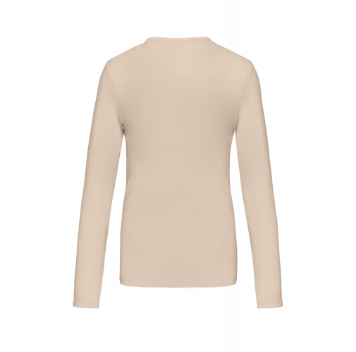 light sand Camiseta de manga larga y cuello redondo de mujer