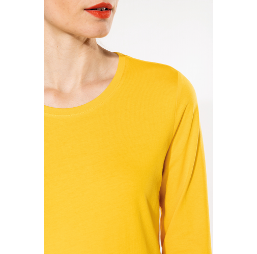 Camiseta de manga larga y cuello redondo de mujer