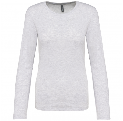 ash heather Camiseta de manga larga y cuello redondo de mujer