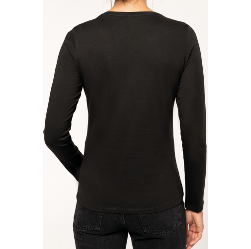 Camiseta de manga larga y cuello redondo de mujer