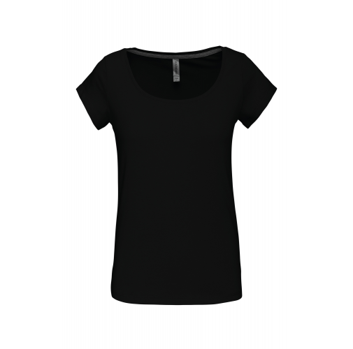 black Camiseta manga corta cuello barco mujer