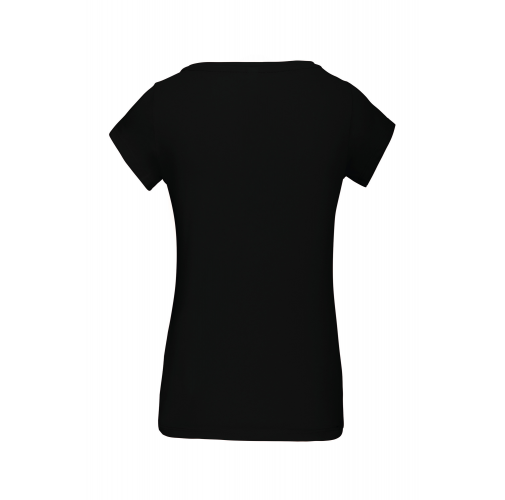 black Camiseta manga corta cuello barco mujer