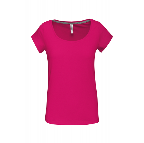 fuchsia Camiseta manga corta cuello barco mujer